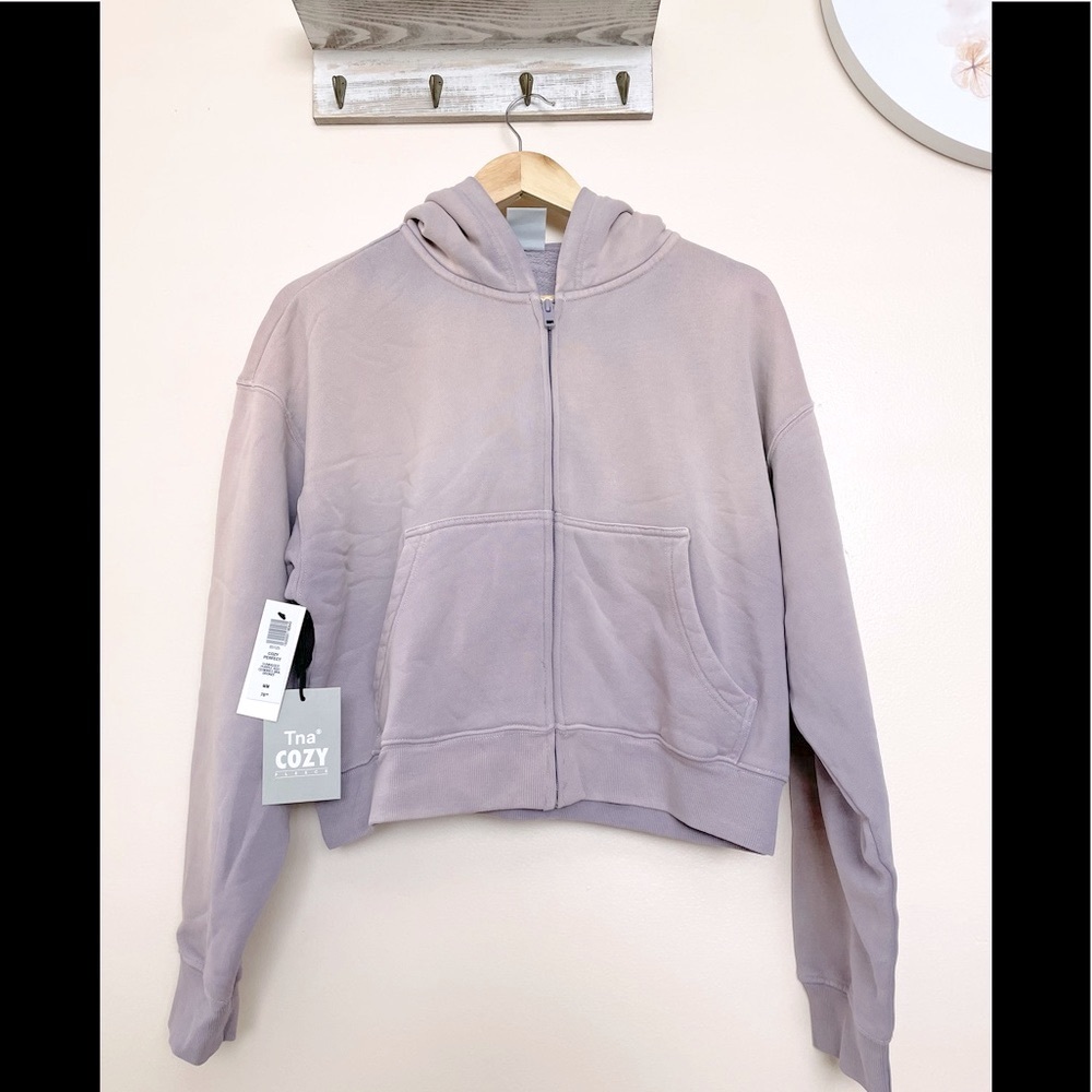 aritzia Tna Cozy Fleece Boyfriend Boxy Zip-Up Hoodie - Picture 1 of 6